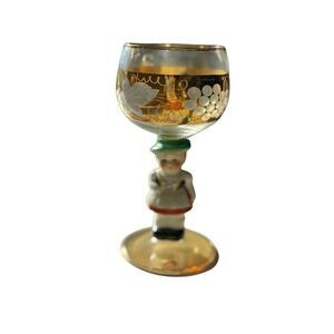Goebel Hummel German Bisque Porcelain Figurine Cordial Goblet Glass‎ gilded